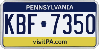 PA license plate KBF7350