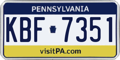 PA license plate KBF7351