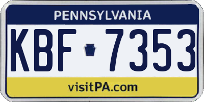 PA license plate KBF7353