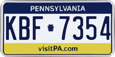 PA license plate KBF7354