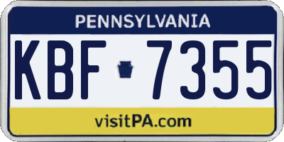 PA license plate KBF7355