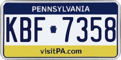 PA license plate KBF7358