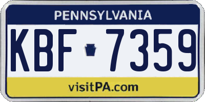 PA license plate KBF7359