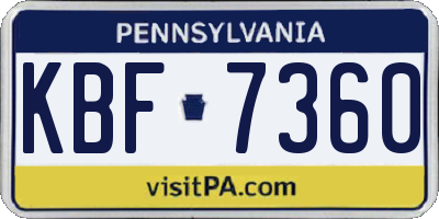 PA license plate KBF7360