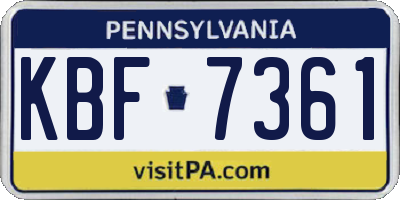 PA license plate KBF7361