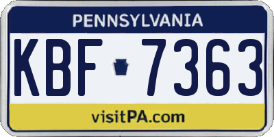 PA license plate KBF7363
