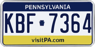 PA license plate KBF7364