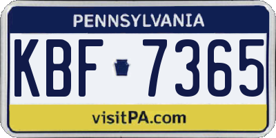 PA license plate KBF7365