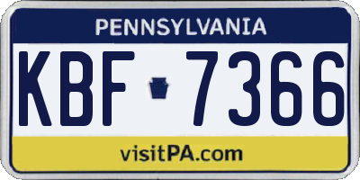 PA license plate KBF7366