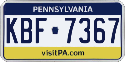 PA license plate KBF7367