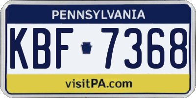 PA license plate KBF7368