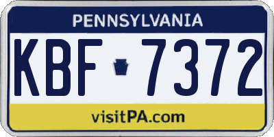 PA license plate KBF7372