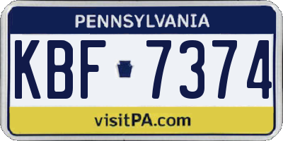 PA license plate KBF7374