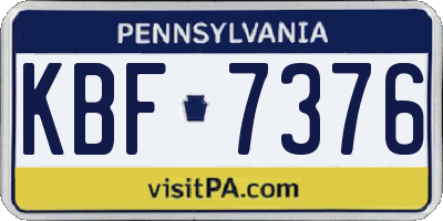 PA license plate KBF7376