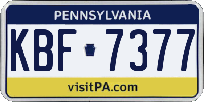 PA license plate KBF7377