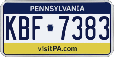 PA license plate KBF7383