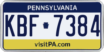 PA license plate KBF7384