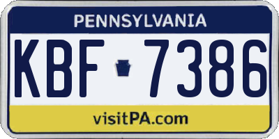 PA license plate KBF7386