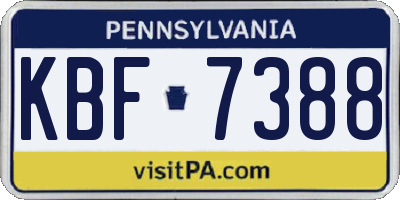 PA license plate KBF7388