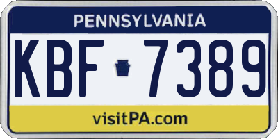 PA license plate KBF7389
