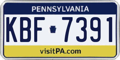 PA license plate KBF7391