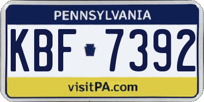 PA license plate KBF7392