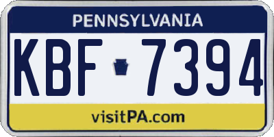 PA license plate KBF7394