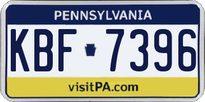 PA license plate KBF7396