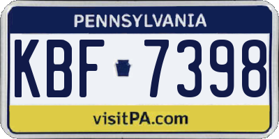 PA license plate KBF7398