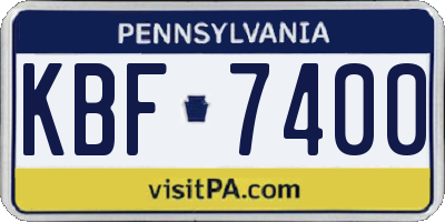 PA license plate KBF7400