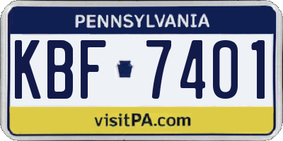 PA license plate KBF7401