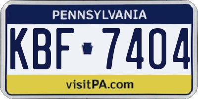 PA license plate KBF7404