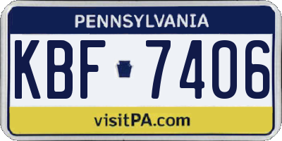 PA license plate KBF7406