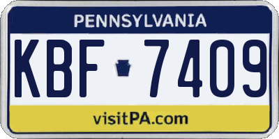 PA license plate KBF7409