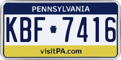 PA license plate KBF7416