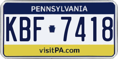 PA license plate KBF7418