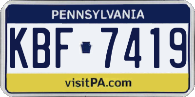 PA license plate KBF7419