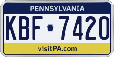 PA license plate KBF7420