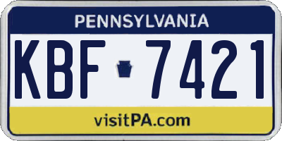 PA license plate KBF7421