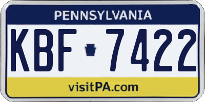 PA license plate KBF7422