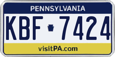 PA license plate KBF7424