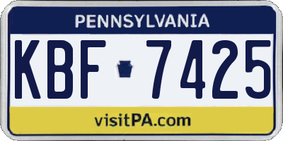 PA license plate KBF7425