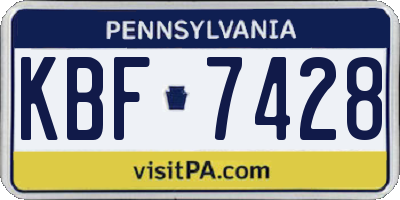 PA license plate KBF7428