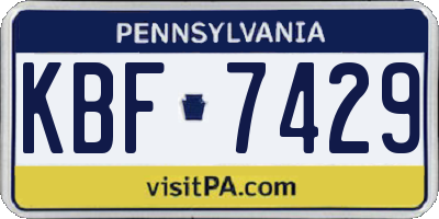 PA license plate KBF7429