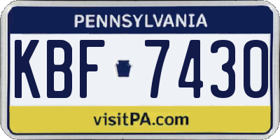 PA license plate KBF7430