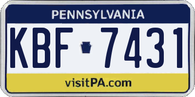 PA license plate KBF7431
