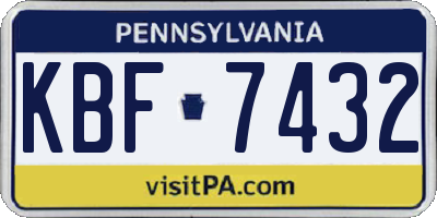 PA license plate KBF7432