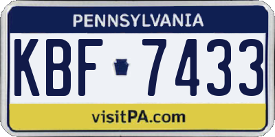 PA license plate KBF7433