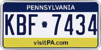 PA license plate KBF7434