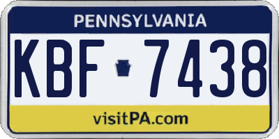 PA license plate KBF7438